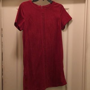 Faux Sued Crimson Dress